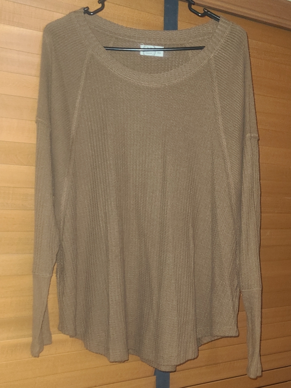 Maurices Camel Ribbed Waffle Knit Pullover